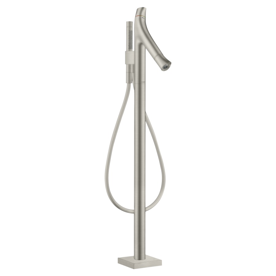 Mélangeur de bain STARCK
ORGANIC thermostat, S 175 mm
goulot fixe, H jusqu'à aéra-
teur 640-720 mm, avec colonne
pour montage à pose libre
robinet d'arrêt et inverseur
douche à main Starck
tuyau de douche 125 cm
débit 20 l/min, sans corps
à encastrer 758 415
groupe acoustique II