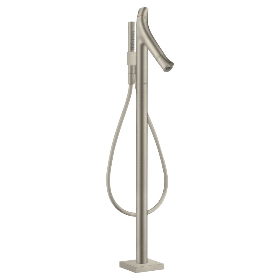 Mélangeur de bain STARCK
ORGANIC thermostat, S 175 mm
goulot fixe, H jusqu'à aéra-
teur 640-720 mm, avec colonne
pour montage à pose libre
robinet d'arrêt et inverseur
douche à main Starck
tuyau de douche 125 cm
débit 20 l/min, sans corps
à encastrer 758 415
groupe acoustique II