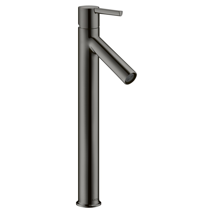 Mélangeur de lavabo STARCK
S 107 mm, goulot fixe
haute colonne
H jusqu'à aérateur 248 mm
H levier ouvert 391 mm
avec soupape à grille non
verouillable, débit 5 l/min
groupe acoustique I