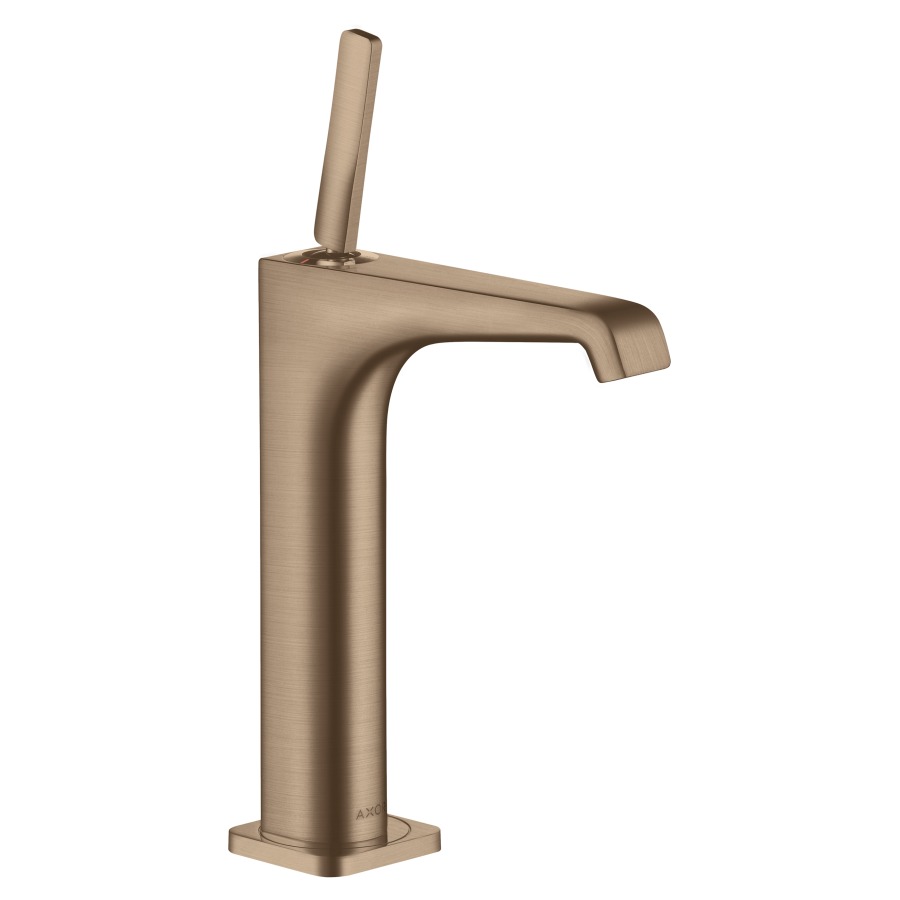 Mélangeur de lavabo CITTERIO E
S 143 mm, goulot fixe
haute colonne
H jusqu'à aérateur 189 mm
H levier ouvert 299 mm
poignée à levier, avec vidage
à plaque toujours ouverte
débit 5 l/min
groupe acoustique I