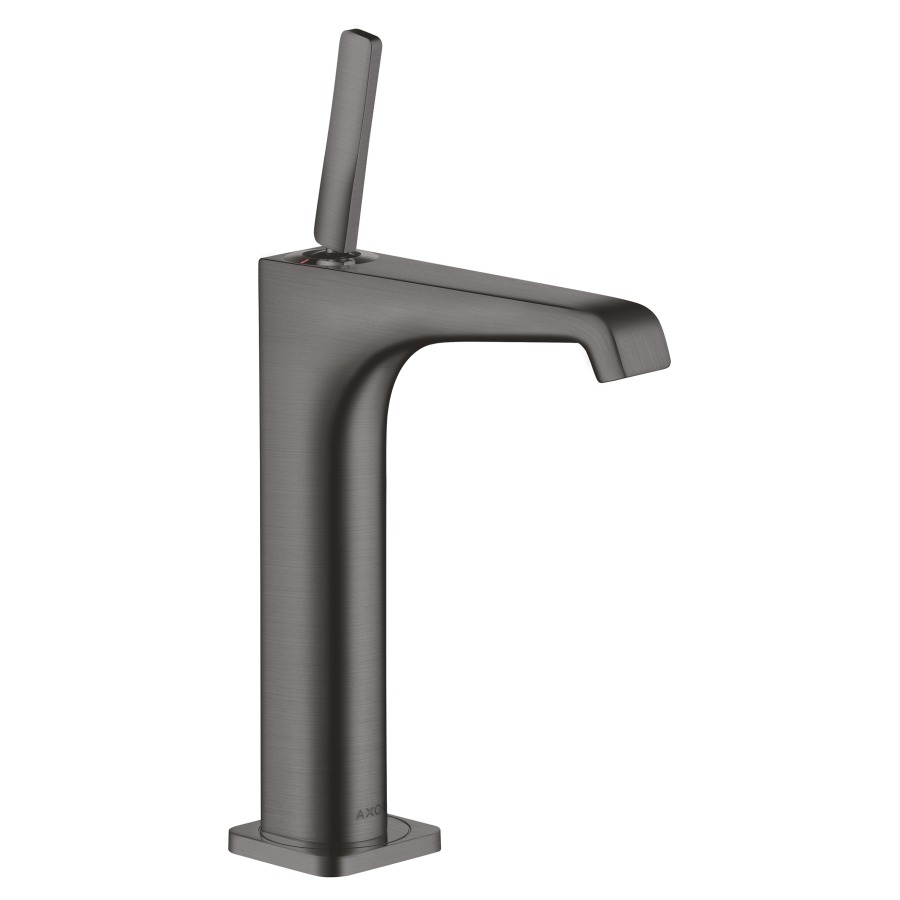 Mélangeur de lavabo CITTERIO E
S 143 mm, goulot fixe
haute colonne
H jusqu'à aérateur 189 mm
H levier ouvert 299 mm
poignée à levier, avec vidage
à plaque toujours ouverte
débit 5 l/min
groupe acoustique I