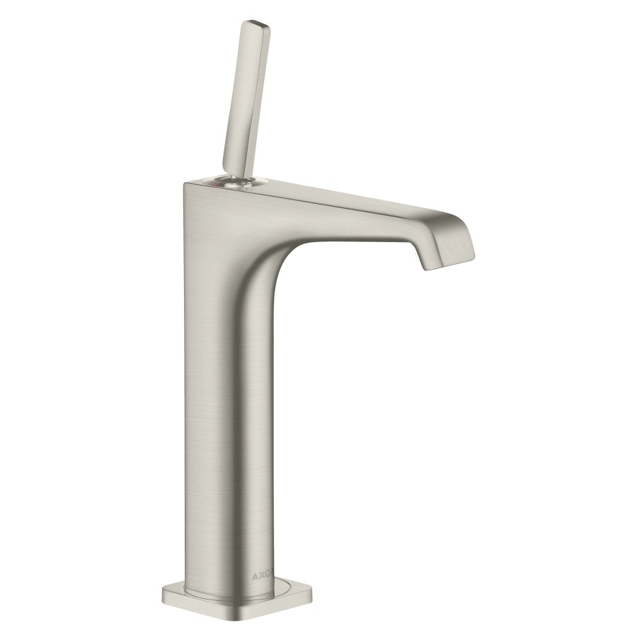 Mélangeur de lavabo CITTERIO E
S 143 mm, goulot fixe
haute colonne
H jusqu'à aérateur 189 mm
H levier ouvert 299 mm
poignée à levier, avec vidage
à plaque toujours ouverte
débit 5 l/min
groupe acoustique I