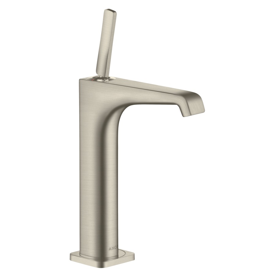 Mélangeur de lavabo CITTERIO E
S 143 mm, goulot fixe
haute colonne
H jusqu'à aérateur 189 mm
H levier ouvert 299 mm
poignée à levier, avec vidage
à plaque toujours ouverte
débit 5 l/min
groupe acoustique I