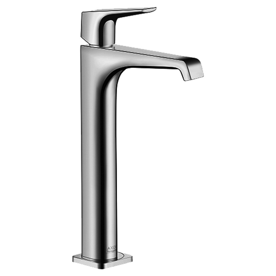 Mélangeur de lavabo CITTERIO E
S 163 mm, H 335 mm, goulot
fixe, poignée à levier
avec vidage à plaque toujours
ouverte, débit 5 l/min
groupe acoustique I