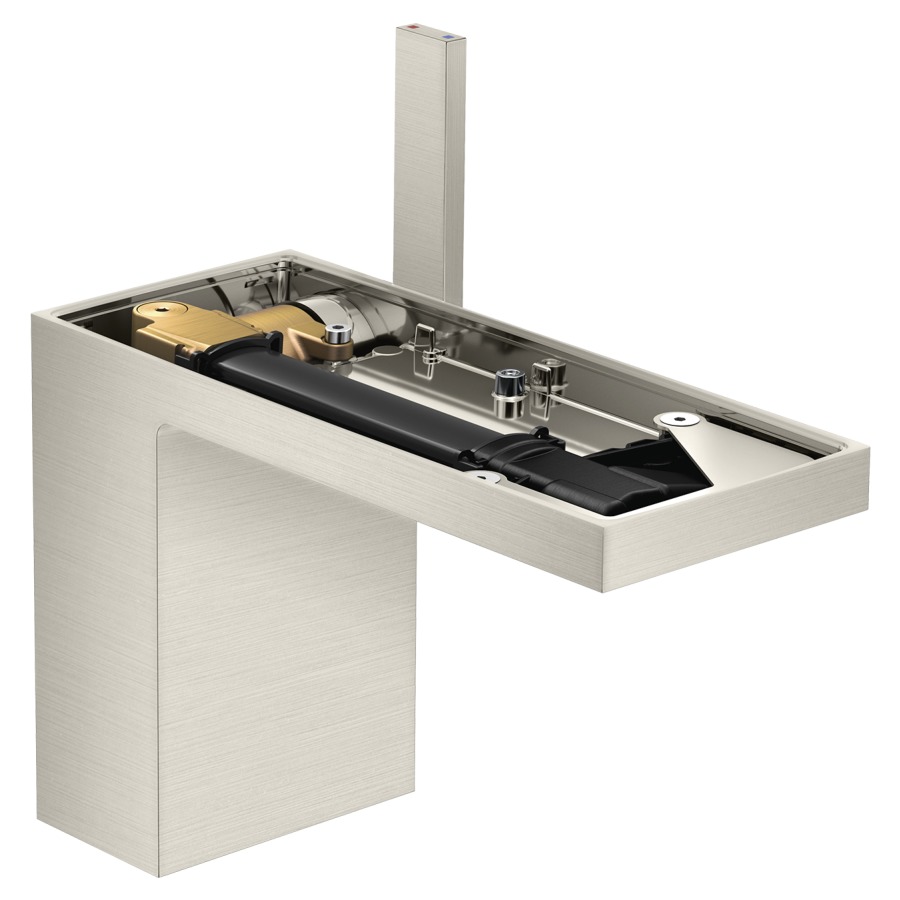 Mélangeur de lavabo MyEdition
S 150 mm, goulot fixe
hauteur d'écoulement 110 mm
avec vidage Push-Open
débit 5 l/min, sans plaque
de recouvrement 758 355
