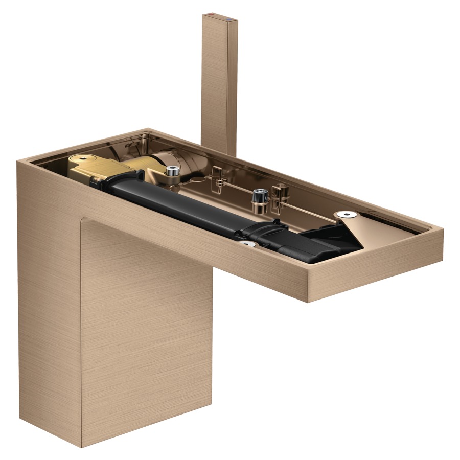 Mélangeur de lavabo MyEdition
S 150 mm, goulot fixe
hauteur d'écoulement 110 mm
avec vidage Push-Open
débit 5 l/min, sans plaque
de recouvrement 758 355