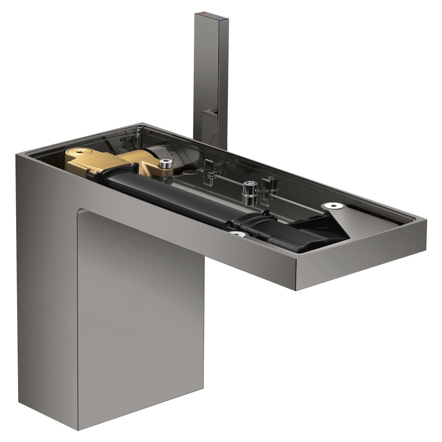 Mélangeur de lavabo MyEdition
S 150 mm, goulot fixe
hauteur d'écoulement 110 mm
avec vidage Push-Open
débit 5 l/min, sans plaque
de recouvrement 758 355