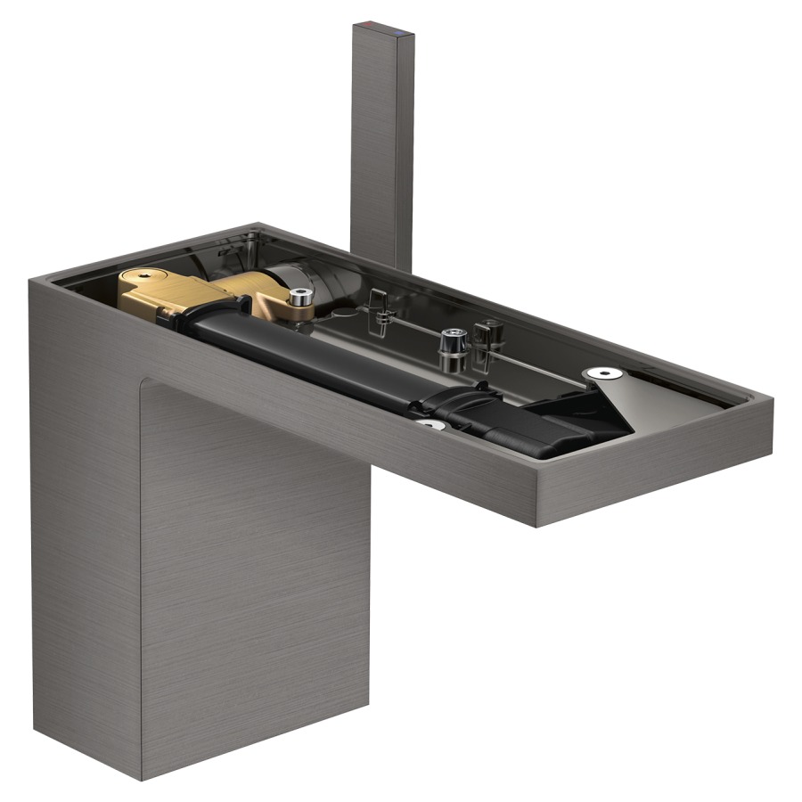 Mélangeur de lavabo MyEdition
S 150 mm, goulot fixe
hauteur d'écoulement 110 mm
avec vidage Push-Open
débit 5 l/min, sans plaque
de recouvrement 758 355