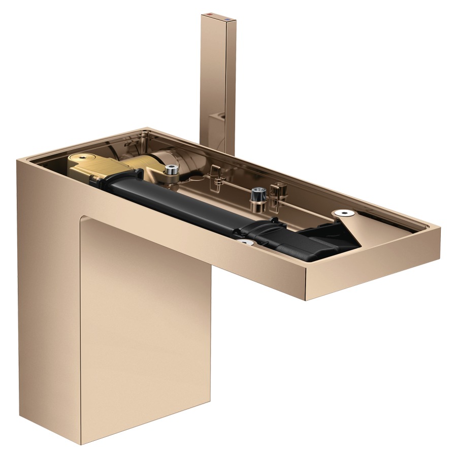 Mélangeur de lavabo MyEdition
S 150 mm, goulot fixe
hauteur d'écoulement 110 mm
avec vidage Push-Open
débit 5 l/min, sans plaque
de recouvrement 758 355