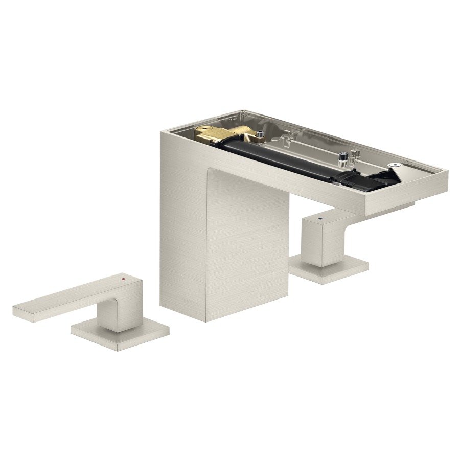 Mélangeur de lavabo 3-trou
MyEdition
S 150 mm, goulot fixe
hauteur d'écoulement 109 mm
avec vidage Push-Open
débit 5 l/min, sans plaque de
recouvrement 758 355