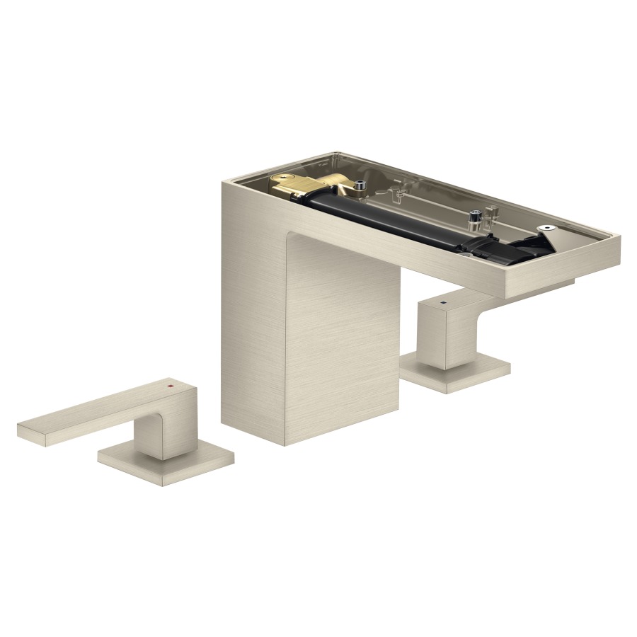 Mélangeur de lavabo 3-trou
MyEdition
S 150 mm, goulot fixe
hauteur d'écoulement 109 mm
avec vidage Push-Open
débit 5 l/min, sans plaque de
recouvrement 758 355