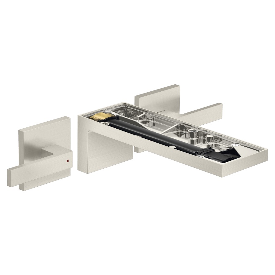 Mélangeur mural 3 trous
MyEdition
S 221 mm, goulot fixe
bonde à platte non
verouillable, débit 5 l/min
sans plaque de recouverment
758 356 et corps à encastrer
757 055