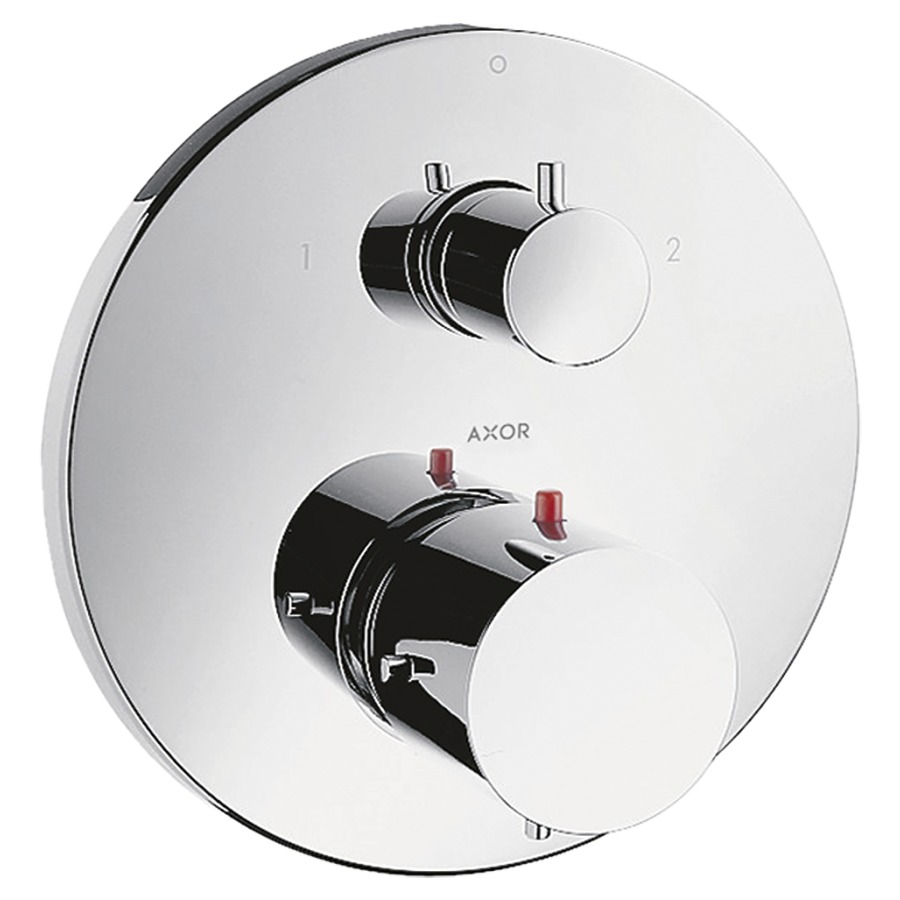 Thermostat STARCK UP
set de montage final, D 17 cm
avec robinet d'arrêt et
inverseur, sans corps à
encastrer 757 011, débit
26 l/min, groupe acoustique I