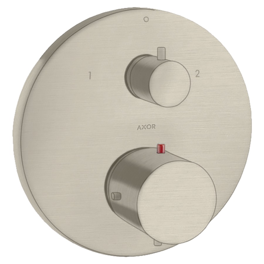 Thermostat STARCK UP
set de montage final, D 17 cm
avec robinet d'arrêt et
inverseur, sans corps à
encastrer 757 011, débit
26 l/min, groupe acoustique I