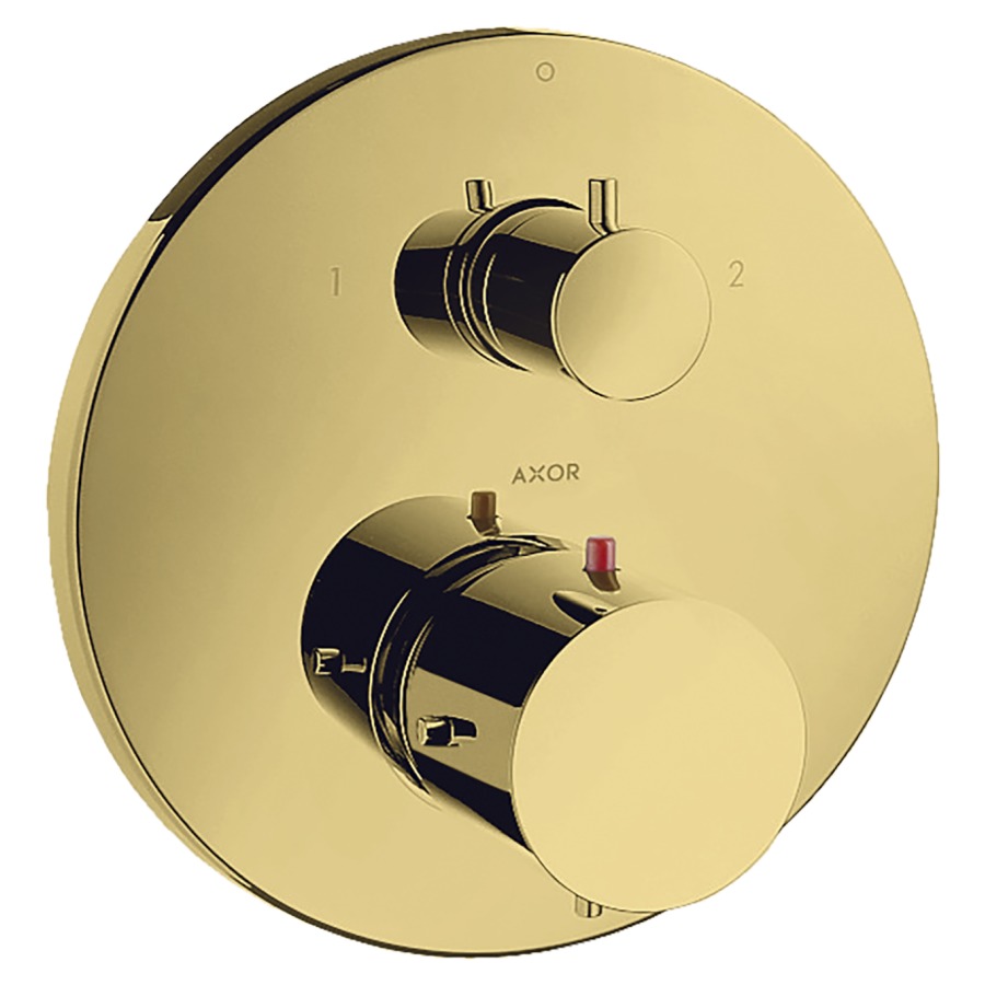 Thermostat STARCK UP
set de montage final, D 17 cm
avec robinet d'arrêt et
inverseur, sans corps à
encastrer 757 011, débit
26 l/min, groupe acoustique I