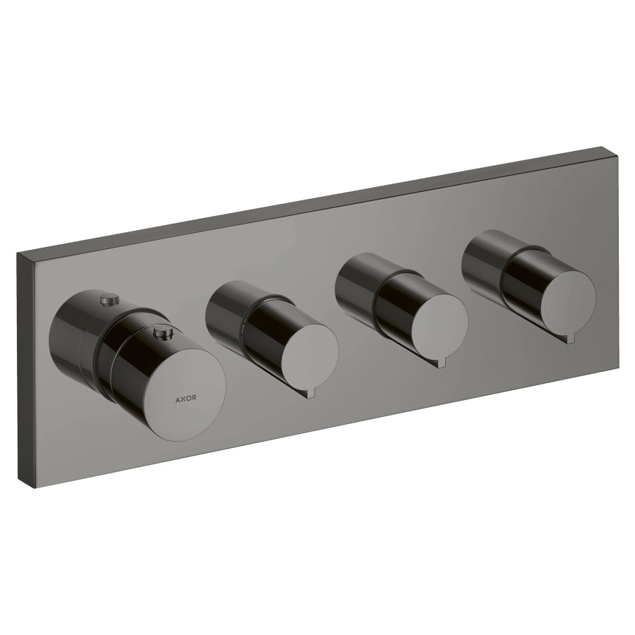 Module Thermostat STARCK UP
set de montage final, plaque
de recouvrement 12 x 36 cm
thermostat Highflow
avec 3 robinets d'arrêt
sans corps à encastrer 757 031
groupe acoustique II