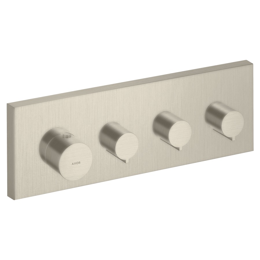 Module Thermostat STARCK UP
set de montage final, plaque
de recouvrement 12 x 36 cm
thermostat Highflow
avec 3 robinets d'arrêt
sans corps à encastrer 757 031
groupe acoustique II