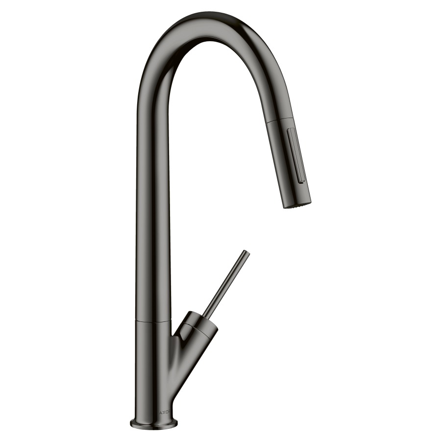 Mélangeur d'évier STARCK
S 235 mm goulot orientable
110/150°, douche extensible
réglable, cartouche Joystick
poignée cylindrique position
à gauche ou à droite
débit 9,5 l/min
groupe acoustique I