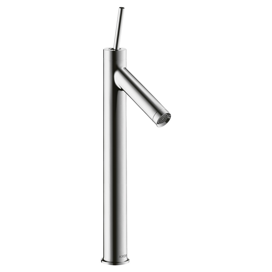 Mélangeur de lavabo STARCK
S 112 mm, goulot fixe
haute colonne
H jusqu'à aérateur 412 mm
H levier ouvert 412 mm
avec soupape à grille non
verouillable, débit 5 l/min
groupe acoustique I