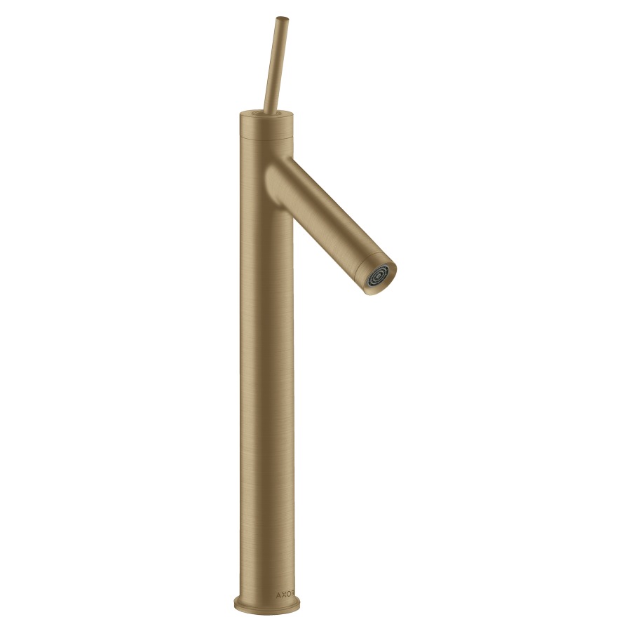Mélangeur de lavabo STARCK
S 112 mm, goulot fixe
haute colonne
H jusqu'à aérateur 412 mm
H levier ouvert 412 mm
avec soupape à grille non
verouillable, débit 5 l/min
groupe acoustique I