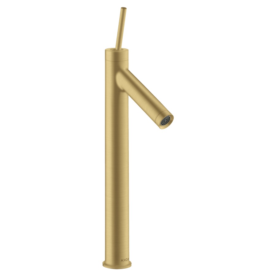 Mélangeur de lavabo STARCK
S 112 mm, goulot fixe
haute colonne
H jusqu'à aérateur 412 mm
H levier ouvert 412 mm
avec soupape à grille non
verouillable, débit 5 l/min
groupe acoustique I
