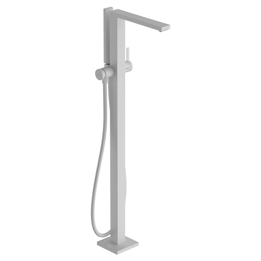 Mélangeur de bain TECTURIS E
S 194 mm, goulot fixe
H jusqu'à aérateur 895-975 mm
avec colonne pour montage à
pose libre, douche à main
bâton, tuyau de douche
support de douche, sans corps
à encastrer 758 415