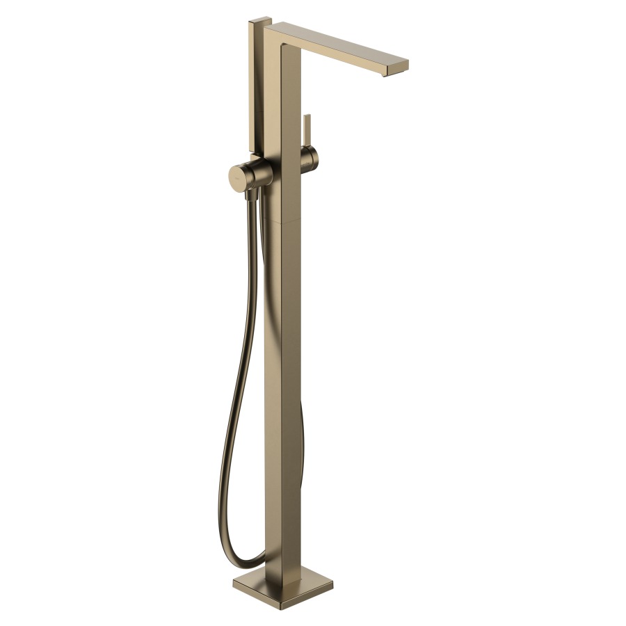 Mélangeur de bain TECTURIS E
S 194 mm, goulot fixe
H jusqu'à aérateur 895-975 mm
avec colonne pour montage à
pose libre, douche à main
bâton, tuyau de douche
support de douche, sans corps
à encastrer 758 415