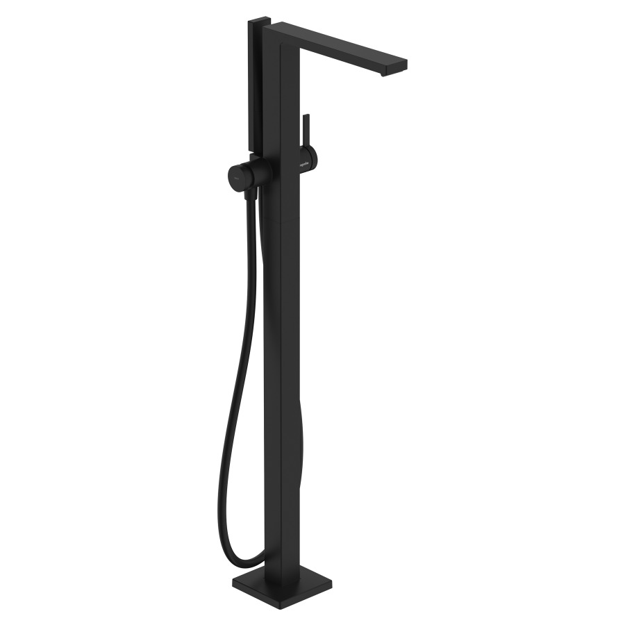 Mélangeur de bain TECTURIS E
S 194 mm, goulot fixe
H jusqu'à aérateur 895-975 mm
avec colonne pour montage à
pose libre, douche à main
bâton, tuyau de douche
support de douche, sans corps
à encastrer 758 415