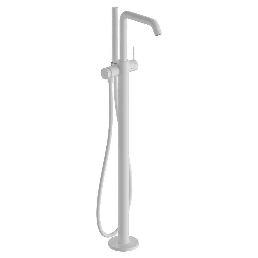 Mélangeur de bain TECTURIS S
S 194 mm, goulot fixe
H jusqu'à aérateur 857-937 mm
avec colonne pour montage à
pose libre, douche à main
bâton, tuyau de douche
support de douche, sans corps
à encastrer 758 415