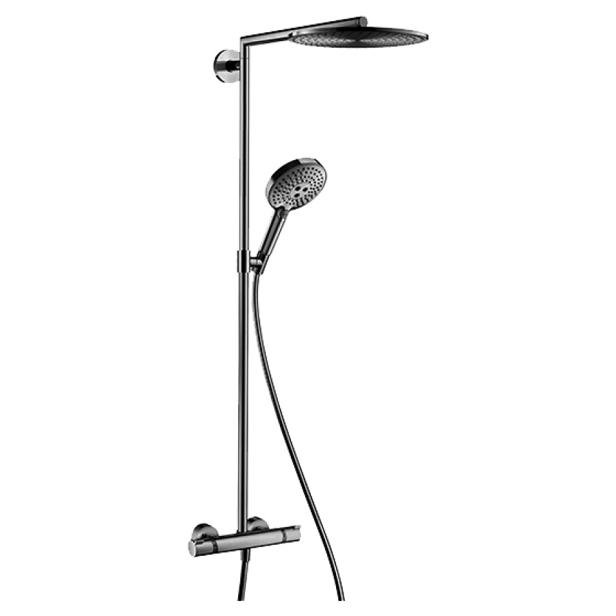 Système de douche RAINDANCE S
SELECT 300 1jet, E 138-162 mm
mélangeur de douche thermostat
1/2", robinet d'arrêt
inverseur, douche de tête
Raindance Select S 300 Air
D 300 mm, fonction AirPower
QuickClean, bras de douche
S 450 mm orientabile 80°
douche à main Raindance
Select 120 3jet
tuyau de douche Isiflex 160 cm
groupe acoustique I