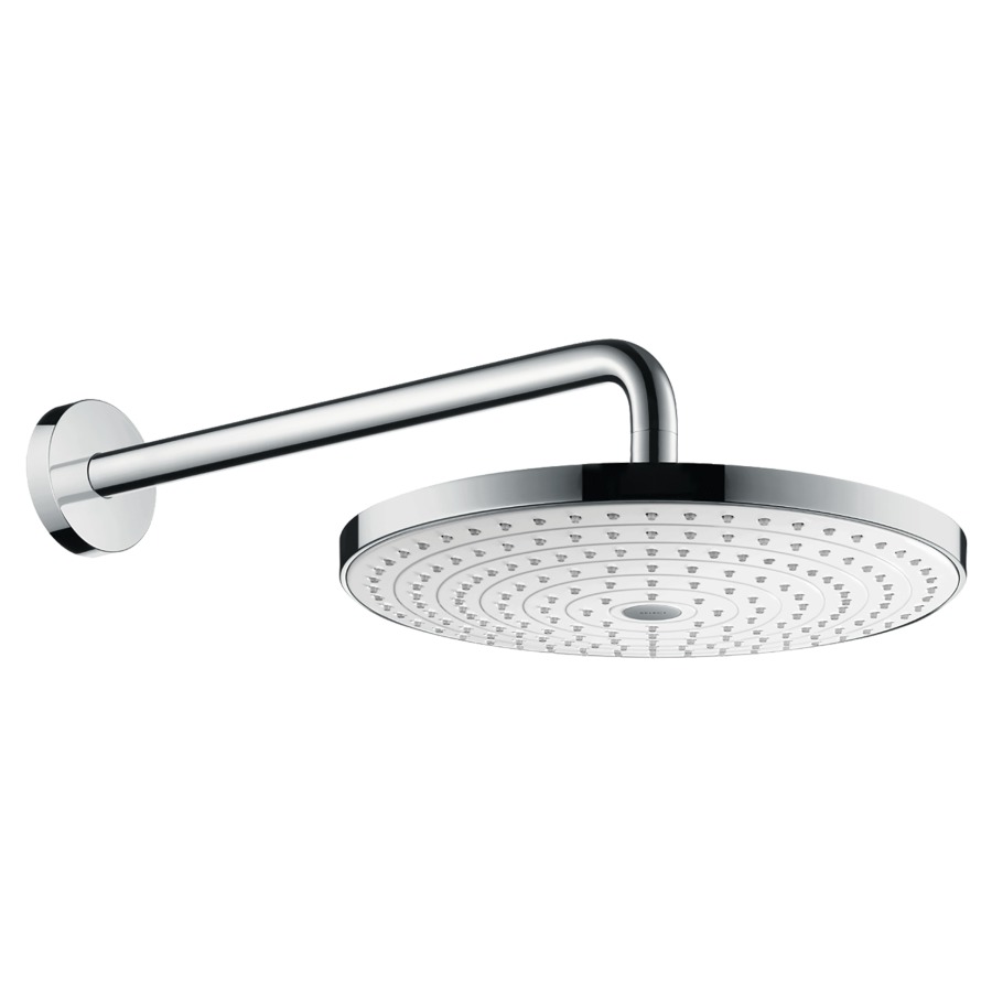 Douche murale RAINDANCE SELECT
S 300 S 390 mm, D 300 mm, 1/2"
2jet, réglable par bouton-
poussoir, Quick Clean, système
anticalcaire, rotule, bras de
douche pour montage mural
débit 17 l/min, groupe
acoustique NT