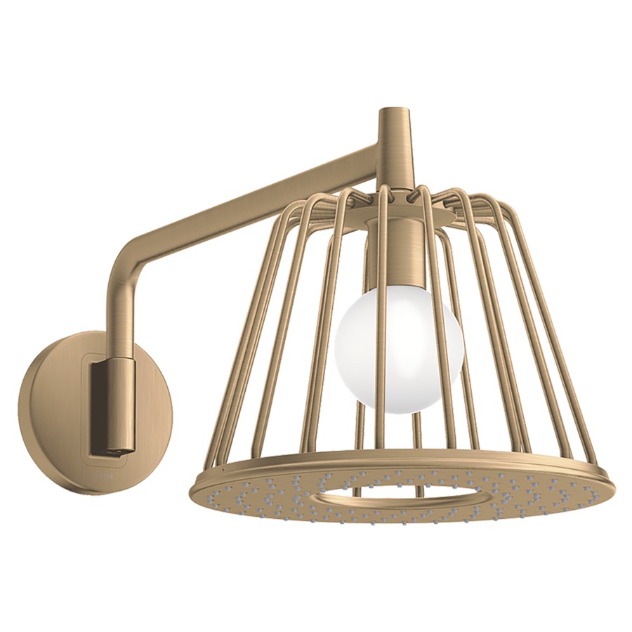 Douche murale LAMPSHOWER NENDO
S 428 mm, D 275 mm, 1/2", 1jet
Quick Clean, orientable
amovible, bras de douche pour
montage mural, avec éclairage
intégré 12 V, 5 W, 100-240 V
50-60 Hz, IPX5, 7 m câble
d'éclairage et transformateur
débit 12 l/min, sans corps à
encastrer 758 788, groupe
acoustique NT