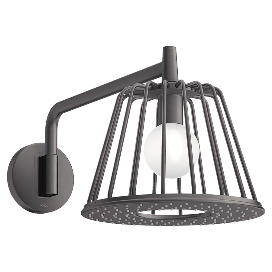 Douche murale LAMPSHOWER NENDO
S 428 mm, D 275 mm, 1/2", 1jet
Quick Clean, orientable
amovible, bras de douche pour
montage mural, avec éclairage
intégré 12 V, 5 W, 100-240 V
50-60 Hz, IPX5, 7 m câble
d'éclairage et transformateur
débit 12 l/min, sans corps à
encastrer 758 788, groupe
acoustique NT