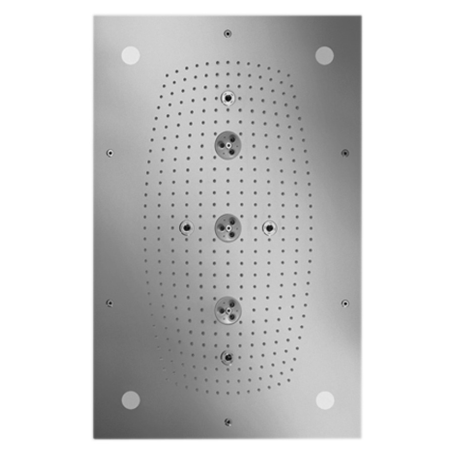 Système de douche RAINDANCE
RAINMAKER, 68 x 46 cm
pour encasterment au plafond
3 types des jets
technologie Air, Quick Clean
4 lampes halogènes
sans set à encastrer 758 848
débit 33 l/min
groupe acoustique II