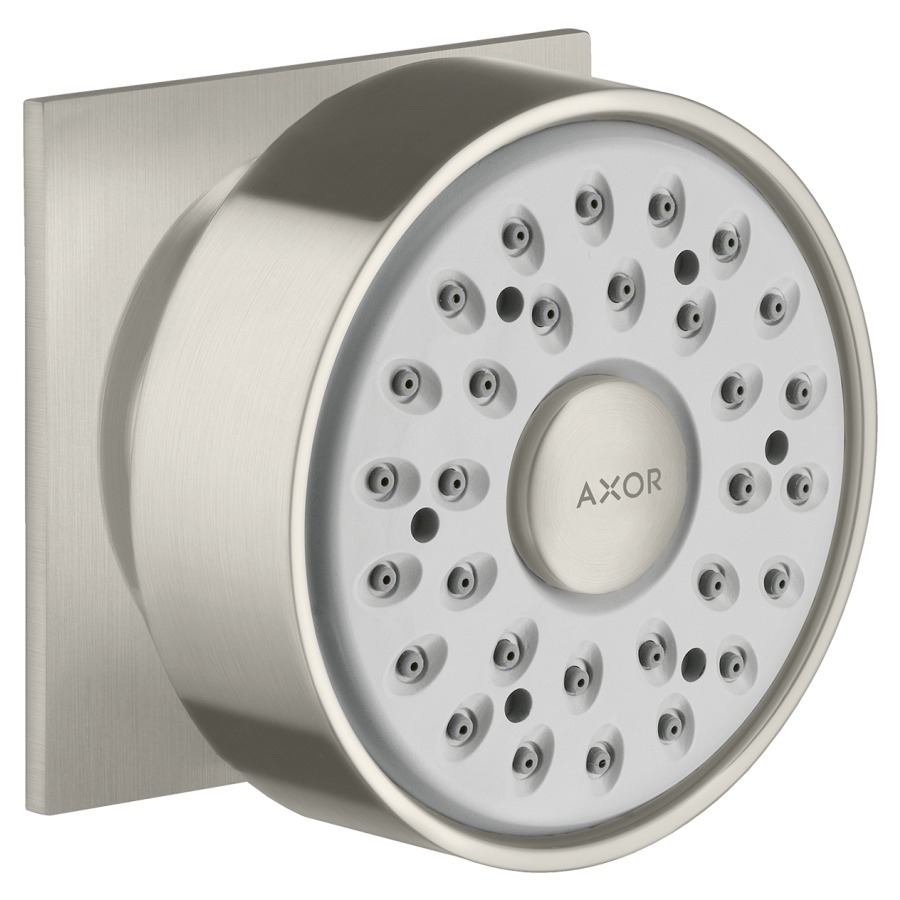 Douche latérale AXOR 1/2"
à rotule, Quick Clean
rosace carrée
groupe acoustique NT