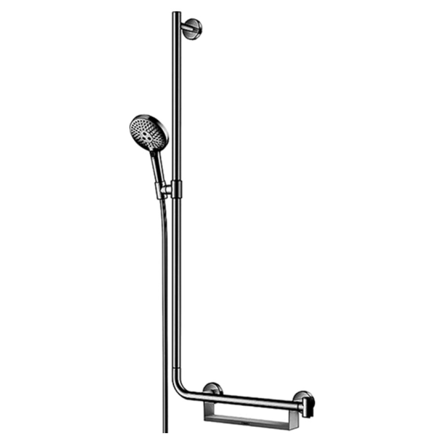 Garniture de douche RAINDANCE
SELECT S 120/UNICA COMFORT
gauche, douche à main
Raindance Select S 120 3jet
glissière Unica Comfort 110 cm
tuyau de douche Isiflex 160 cm
tablette en matière
synthétique