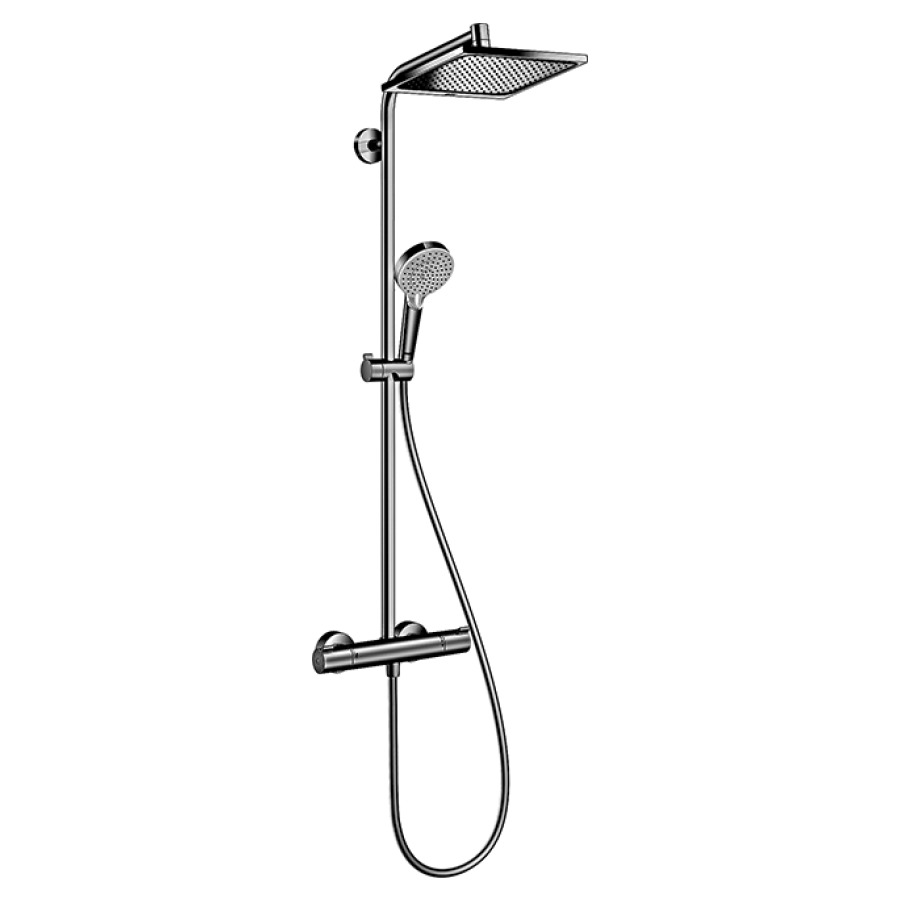 Système de douche CROMETTA
E 240 1JET, mélangeur
de douche, thermostat 1/2"
robinet d'arrêt inverseur
douche de tête
Crometta E 240 1jet
240 x 240 mm, Quick Clean
brase de douche 350 mm, douche
à main Crometta Vario, tuyau
de douche Isiflex 160 cm
débit 15 l/min
groupe acoustique I