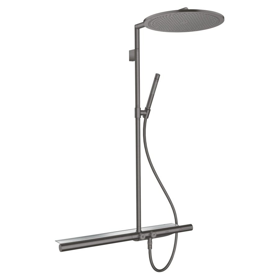 Système de douche SHOWER
SOLUTIONS 800 1jet
thermostat, pour commander 2
fonctions, douche de tête 350
1jet D 35 cm, douche à main
2jet, tuyau de douche 160 cm
plateau en verre de sécurité
groupe acoustique I