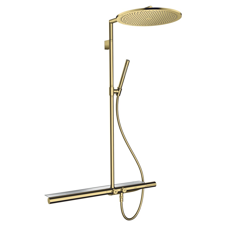 Système de douche SHOWER
SOLUTIONS 800 1jet
thermostat, pour commander 2
fonctions, douche de tête 350
1jet D 35 cm, douche à main
2jet, tuyau de douche 160 cm
plateau en verre de sécurité
groupe acoustique I