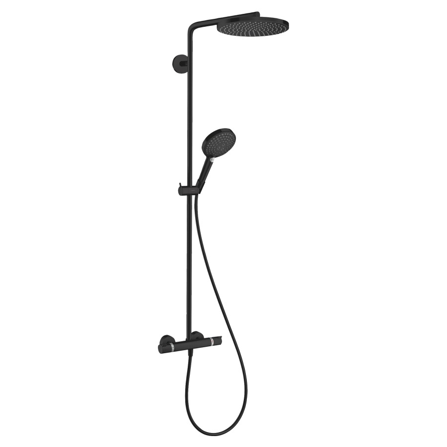 Système de douche RAINDANCE
SELECT S 240 1jet, PowderRain
E 138-162 mm, thermostat
Ecostat Comfort, robinet
d'arrêt inverseur, douche de
tête Raindance S 240, D 240 mm
bras de douche S 398 mm
orientable, douche à main
Raindance Select, tuyau de
douche Isiflex
groupe acoustique NT