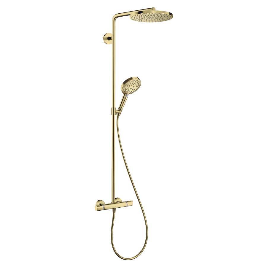 Système de douche RAINDANCE
SELECT S 240 1jet, PowderRain
E 138-162 mm, thermostat
Ecostat Comfort, robinet
d'arrêt inverseur, douche de
tête Raindance S 240, D 240 mm
bras de douche S 398 mm
orientable, douche à main
Raindance Select, tuyau de
douche Isiflex
groupe acoustique NT
