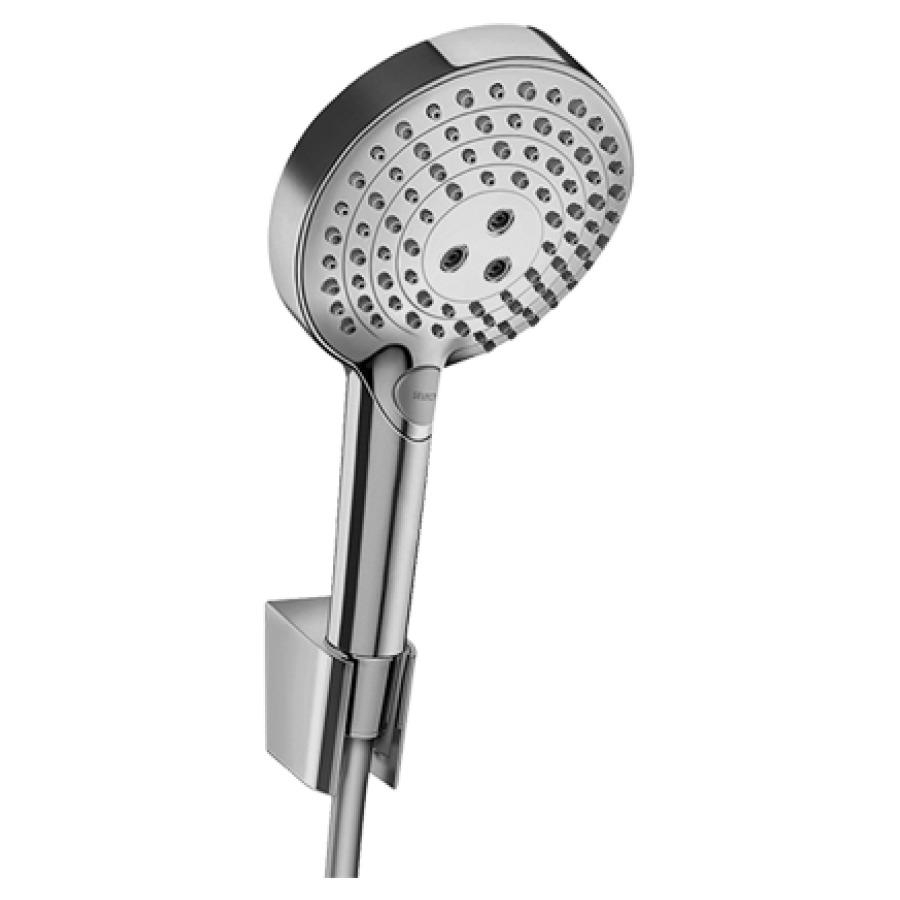 Douche à main RAINDANCE SELECT
S 120, 3jet, PowderRain/Rain/
WhirlAir, débit 11 l/min
support à rotule, tuyau de
douche 125 cm