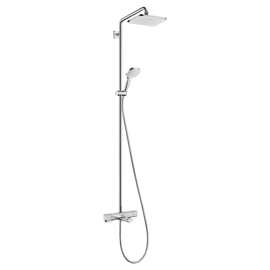 Système de douche CROMA E 280
1jet, RainAir
E 138-162 mm, thermostat
Ecostat E baignoire, douche de
tête Croma E 280 x 170 mm
douche à main Croma Select E
Multi, tuyau de douche Isiflex