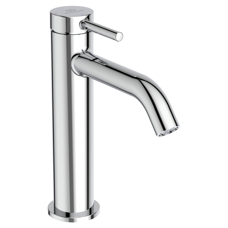 Mélangeur de lavabo CERALINE
NUOVO, S 135 mm, goulot fixe
avec fonction Blue-Start
sans vidage
groupe acoustique I