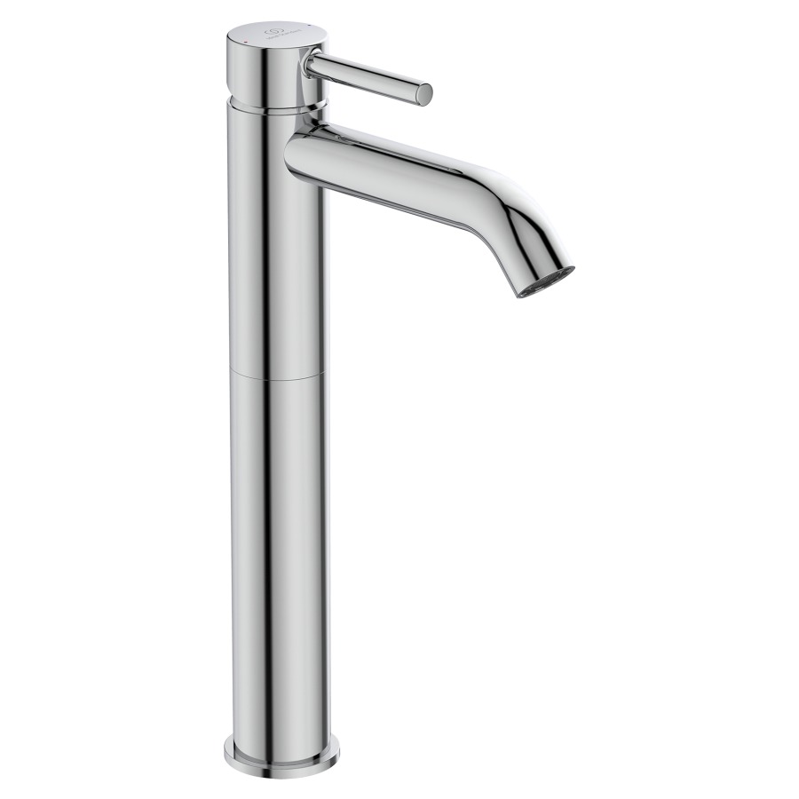 Mélangeur de lavabo CERALINE
S 150 mm, goulot fixe
haute colonne
H jusqu'à aérateur 250 mm
sans vidage
groupe acoustique I