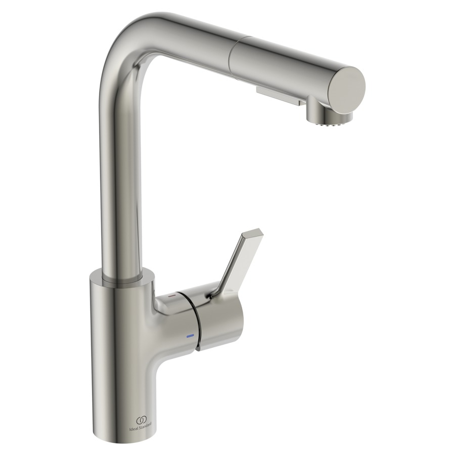Mélangeur d'évier GUSTO
S 235 mm
goulot orientable 360°
douche extensible réglable
haute colonne
H jusqu'à aérateur 295 mm
groupe acoustique I