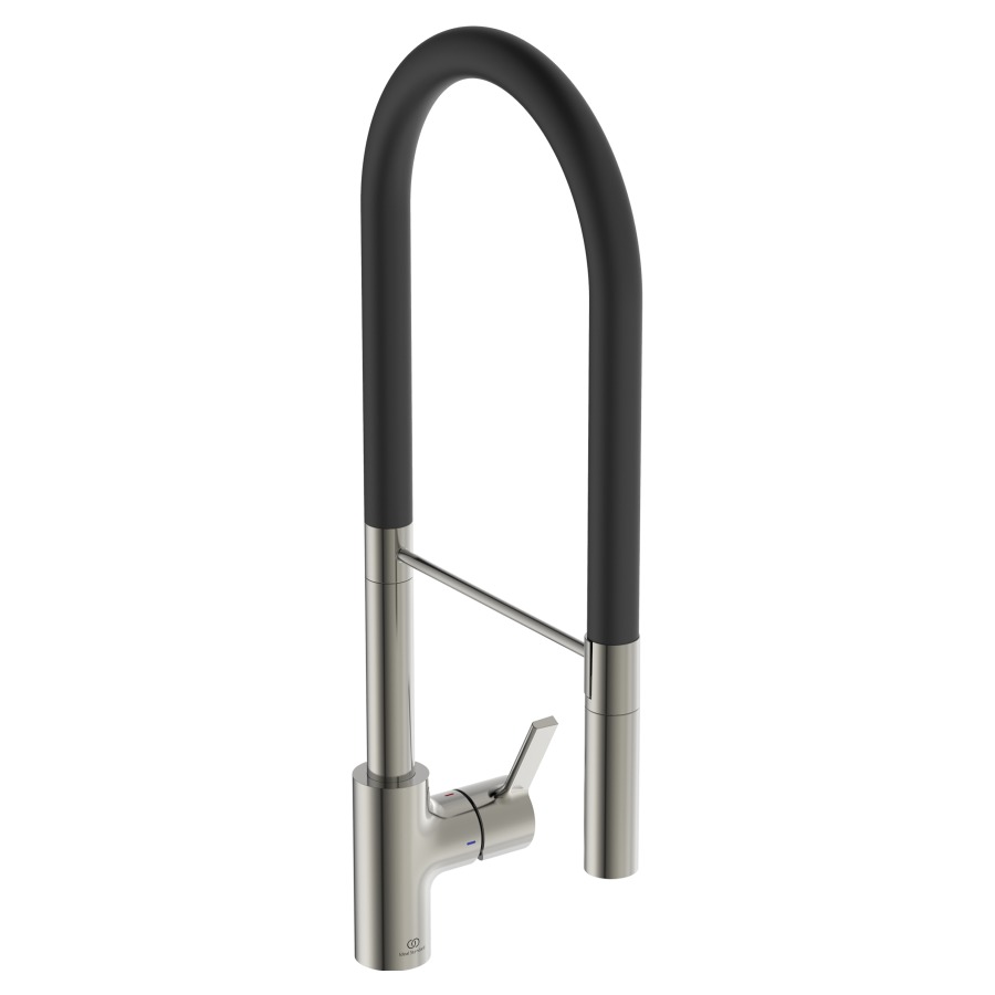 Mélangeur d'évier GUSTO
SEMI-PROFESSIONAL H604
S 225 mm
goulot orientable 360°
douche extensible réglable
H jusqu'à aérateur 142 mm
support de douche magnétique
groupe acoustique I