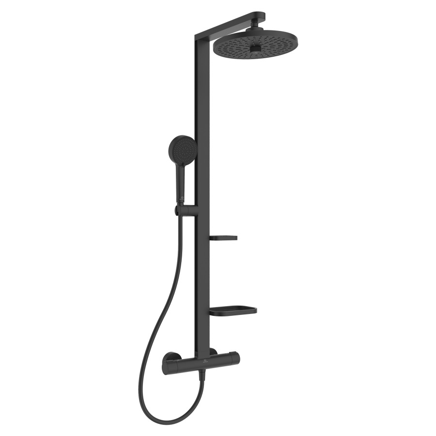 Système de douche CERATHERM
ALU+ AP, thermostat
douche de pluie 2-function
D 26 cm, douche à main
2-function D 10 cm
hauteur réglable, 2 tablettes
tuyau de douche 175 cm
raccordement G1/2"