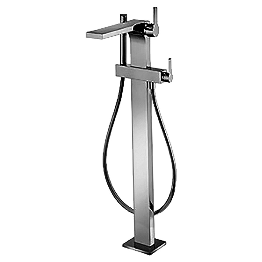 Mélangeur de bain EDITION 11
S 290 mm, goulot fixe
H jusqu'à aérateur 737-817 mm
avec colonne pour montage
à pose libre, tuyau 125 cm
douche à main bâton
sans corps à encastrer 766 307