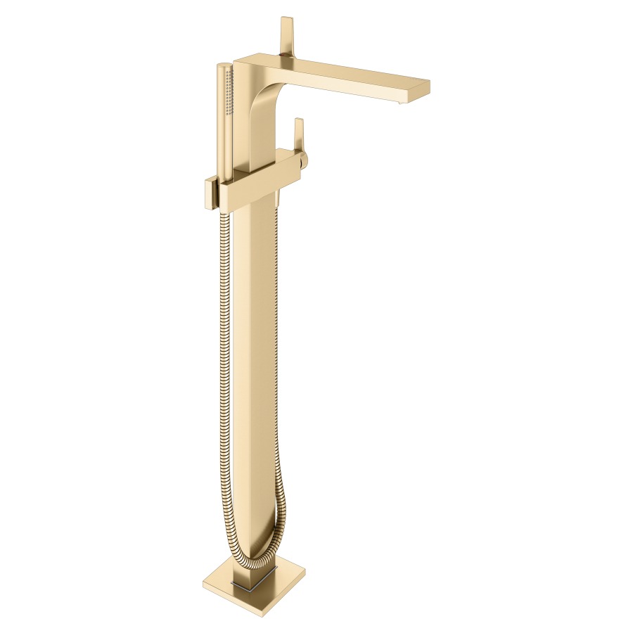 Mélangeur de bain EDITION 11
S 290 mm, goulot fixe
H jusqu'à aérateur 737-817 mm
avec colonne pour montage
à pose libre, tuyau 125 cm
douche à main bâton
sans corps à encastrer 766 307